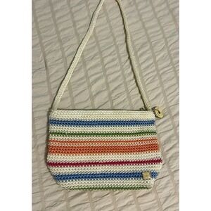 The Sak Tote Bag Small Woven Crochet Boho Hobo Tote Multicolor Stripe